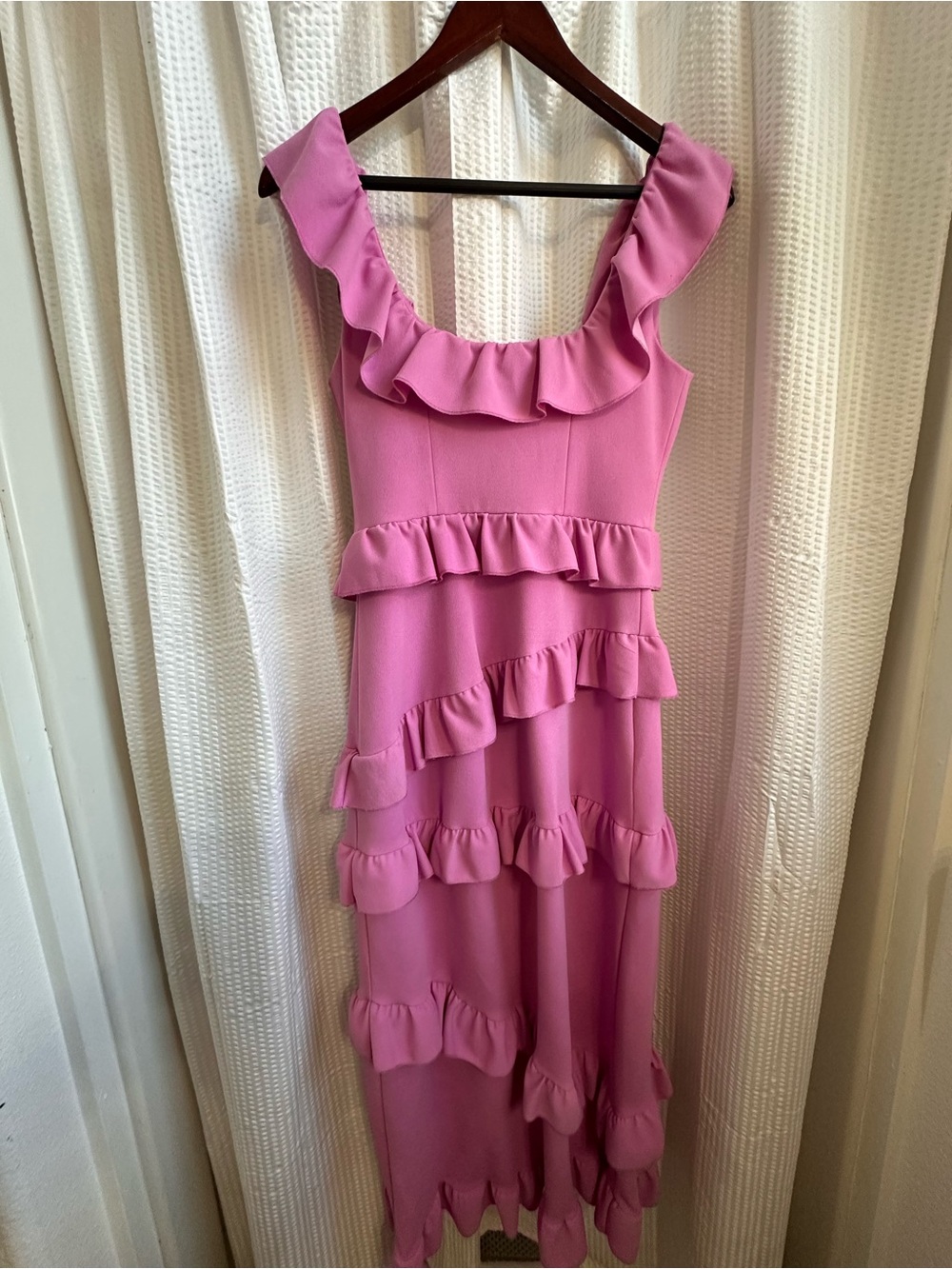 Show Me Your MuMu Pink Ruffle High-Slit Midi Dress - Picture 3 of 5